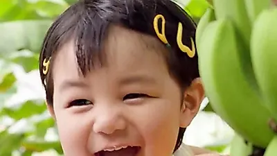 '바나나 5개 순삭' 심형탁 딸 하루, 17개월 아기의 놀라운 수확 도전기