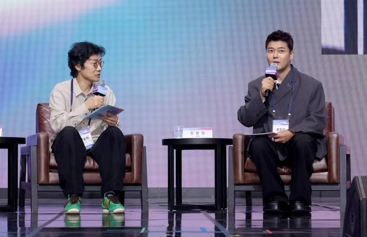 Entertainer Jun Hyun-moo attends the keynote discussion at the 2026 K-Forum